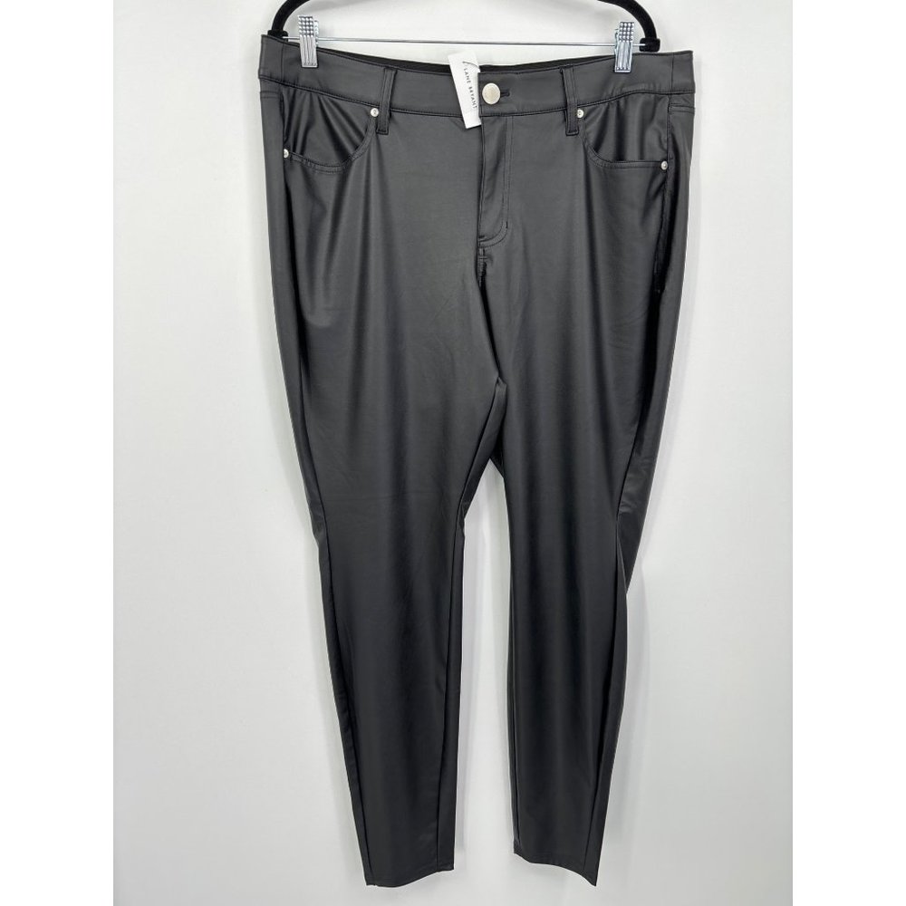 Lane Bryant Faux Leather Skinny Pant Black Size 16 Plus NEW